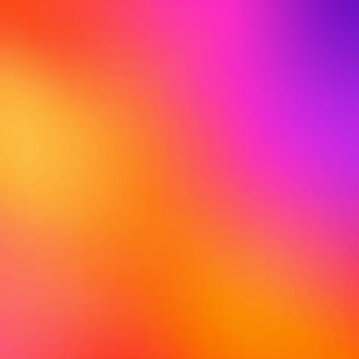 Create a vibrant gradient abstract image transitioning from warm orange to deep purple, using a high-resolution DSLR camera with a 50mm lens, aperture f/2.8, ISO 100, and a soft focus style for enhanced texture and depth.