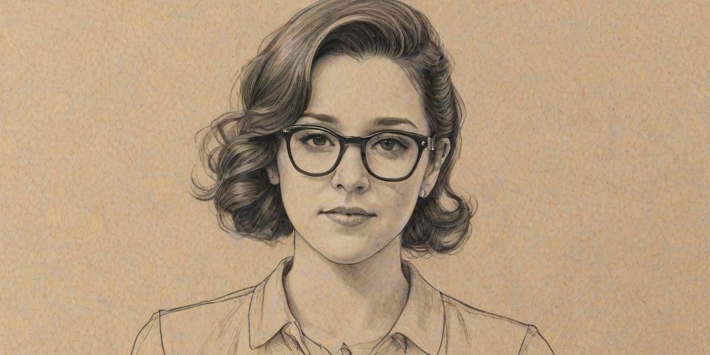 Sublime Shannon Woodward, pencil sketch, portrait of Splendid woman 1942s in glasses, hair style beatnik, outline, clear lines, fine lines, 8k