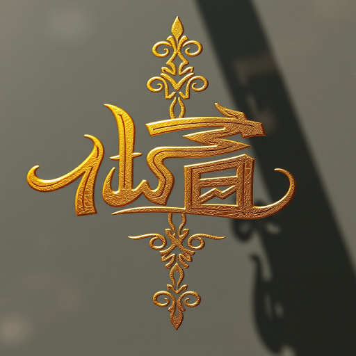 Create a high-resolution image of ornate golden calligraphy against a transparent background, captured with a Canon EOS 5D Mark IV, 50mm lens, aperture f/1.8, ISO 100, and natural light to enhance the details and reflections.