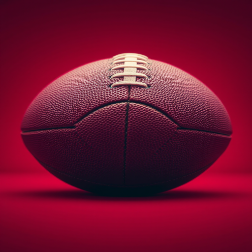 Create a high-resolution image of an American football centered on a solid background, using a Canon EOS R5, aperture f/2.8, shutter speed 1/250s, ISO 100, shot from a low angle with a shallow depth of field for a more dynamic look.