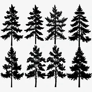 pine tree clip art black and white