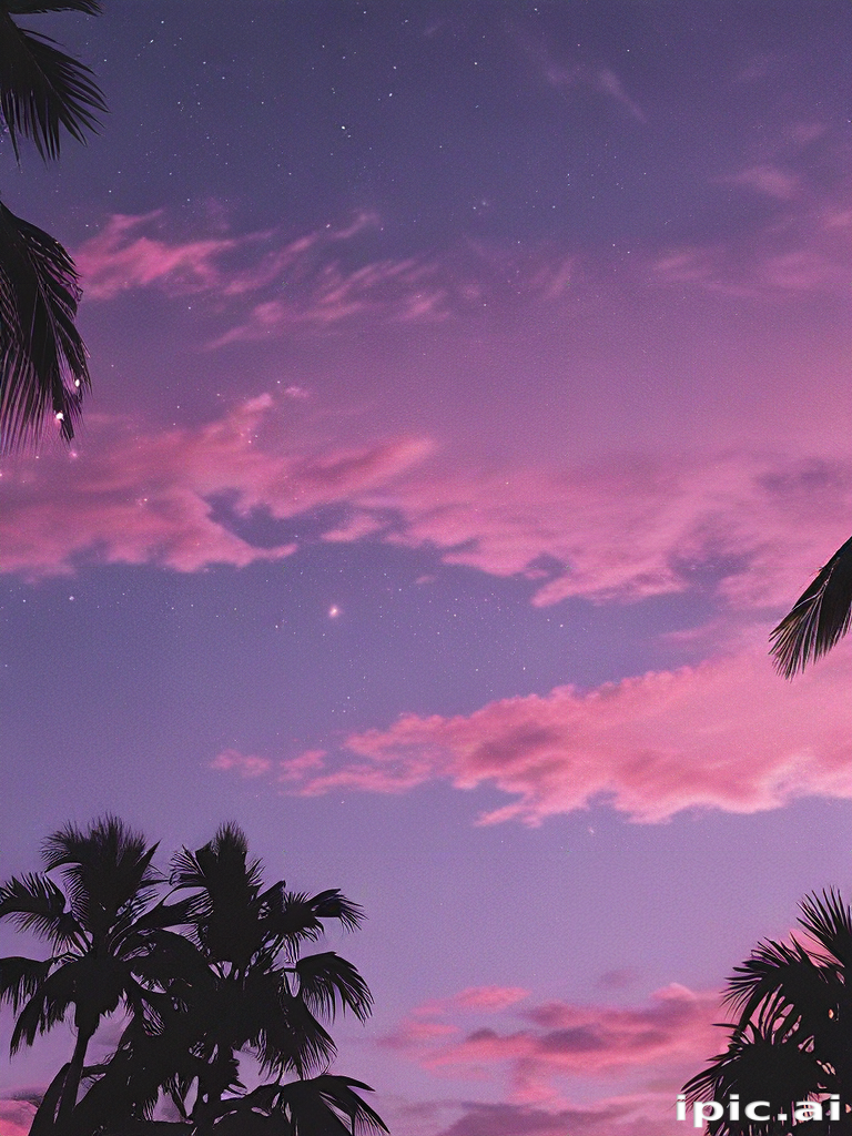 Stunning Evening Sky Filled with Stars and Vibrant Pink Clouds