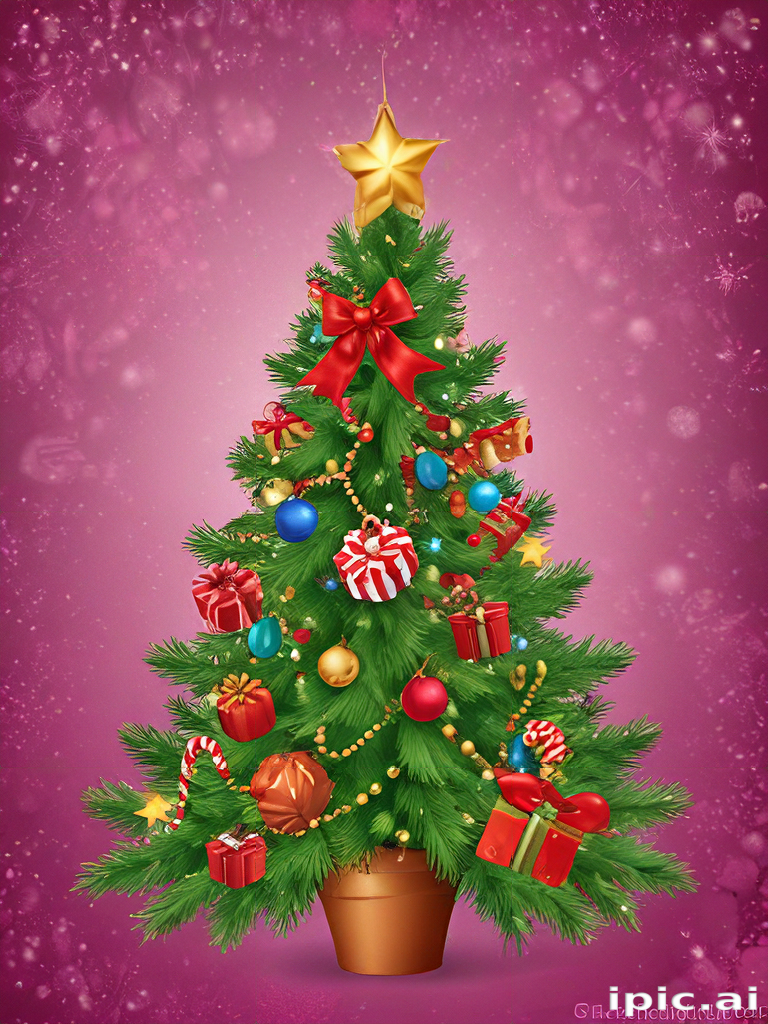 A Festive Christmas Tree Decorated with Colorful Ornaments and Gifts.