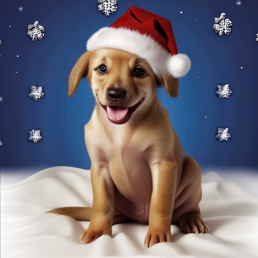 Adorable Puppy in a Santa Hat Celebrating a Joyful Christmas Holiday