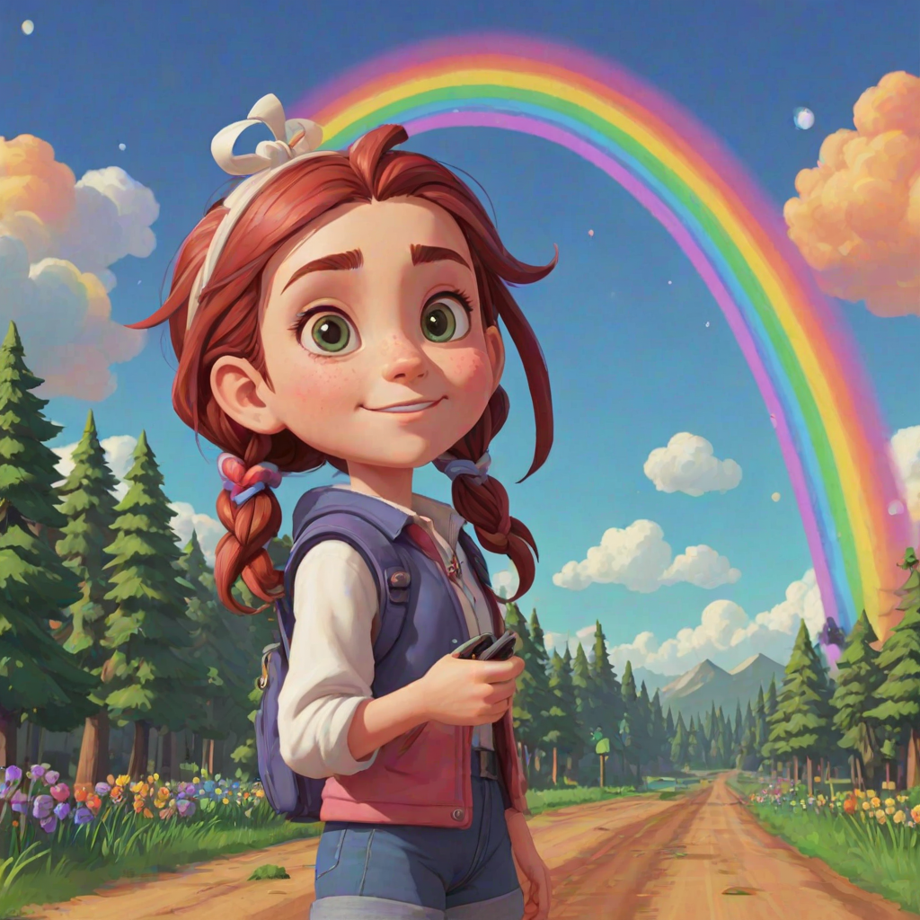 (VGA graphics, 256 colors, digitized), lcas artstyle, 1girl, (detailed facial features), super cute, adorable, Rainbow Road, <lora:Lucasarts Artstyle - (Trigger is lcas artstyle):1>