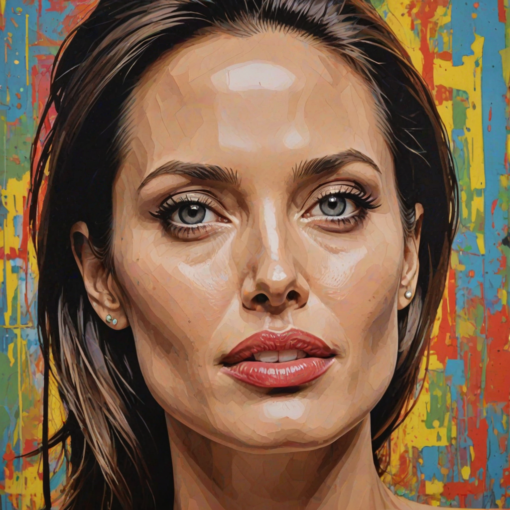 A pop art piece of angelina jolie