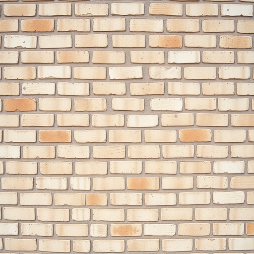 Create a high-resolution image of a textured brick wall with varying shades of beige and cream, shot with a Canon EOS R5 at f/8, ISO 100, 1/125 sec, from a straight-on perspective using natural daylight for optimal clarity.