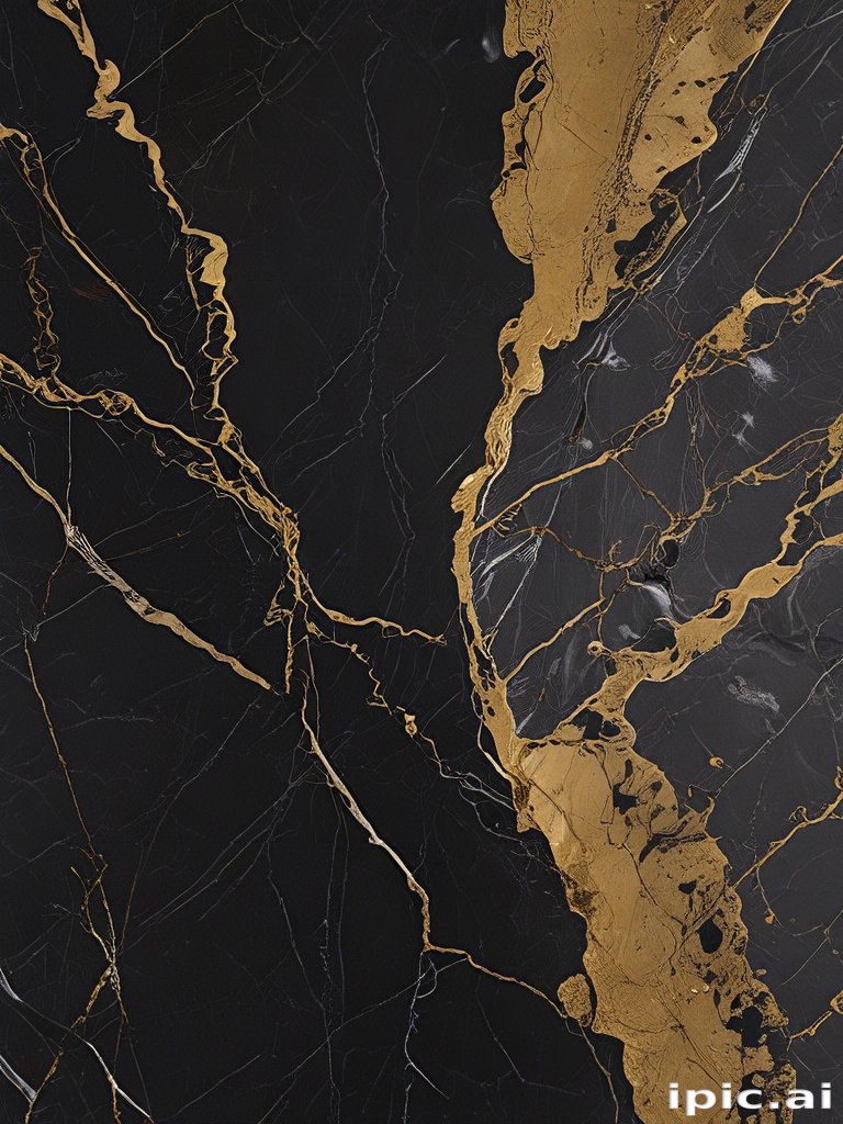 Elegant Black Marble with Striking Gold Veins and Luxurious Texture.