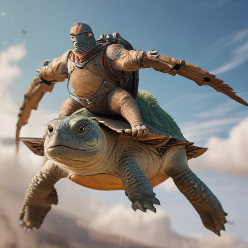 turtle warrior on flying machine