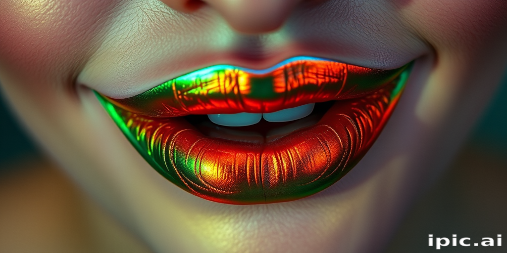 Duochrome copper to green lips called "Mermaid's Secret" shift colors in different lighting, creating an enchanting and mesmerizing effect for underwater-themed parties