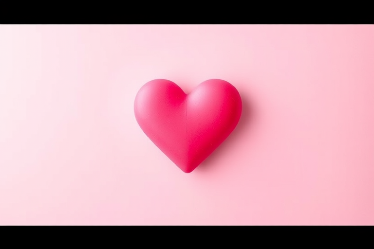 Create a minimalistic illustration of a heart in vibrant pink tones against a soft pastel background, using a high-resolution DSLR camera, wide aperture (f/2.8), natural lighting to emphasize color contrast, and a focus on the heart shape, capturing a close-up perspective for enhanced detail.