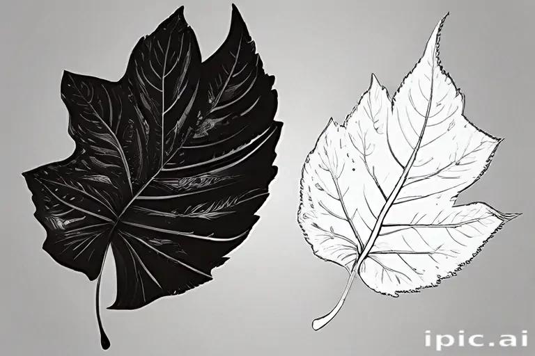 clipart of leaf black and white