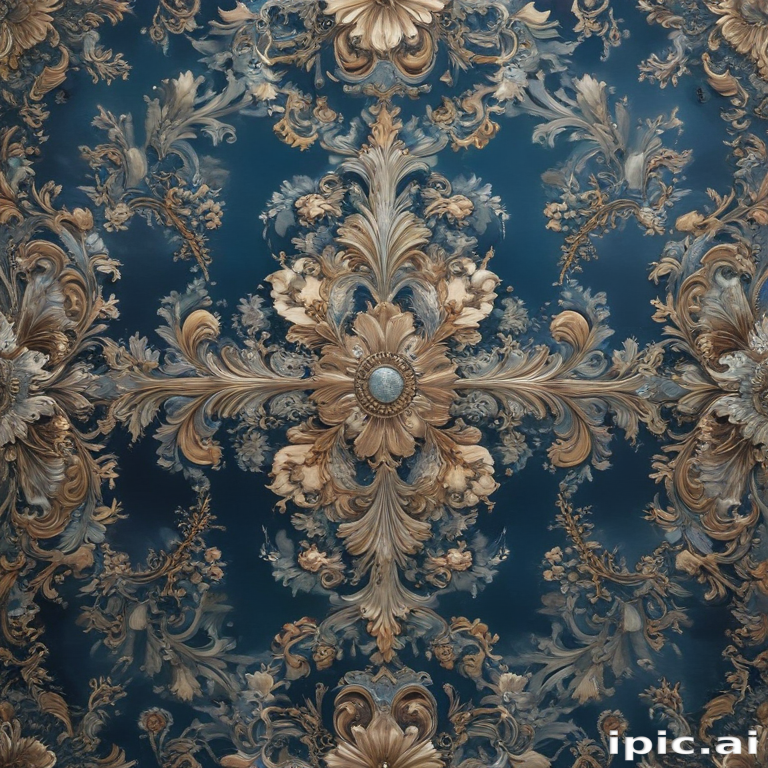Elegant Floral Design with Intricate Details on a Deep Blue Background.