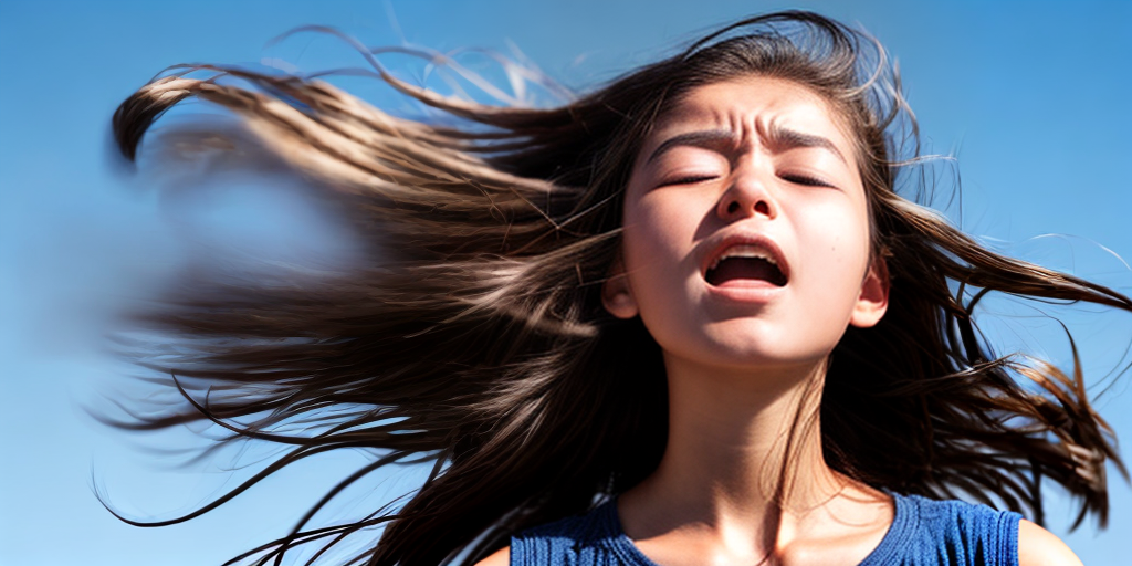 girl face being blown off