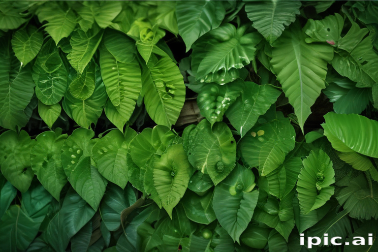 Lush Green Leaves Creating a Vibrant and Lively Natural Wall Background