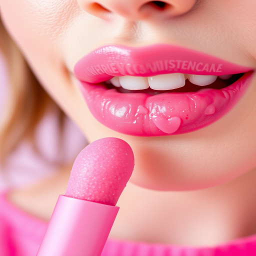Whimsical Cotton Candy lip shade presenting a pastel pink tone, sparkly finish, and sweet fragrance, perfect for playful and youthful makeup concepts