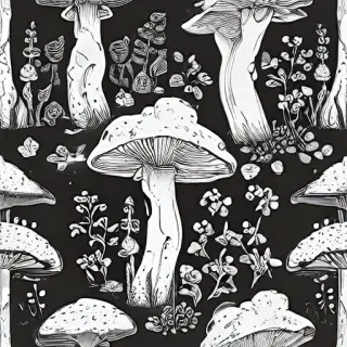 mushroom line art