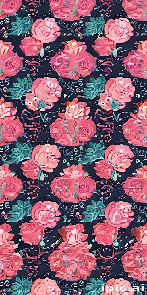 Vibrant Floral Pattern Featuring Colorful Roses Against a Dark Background