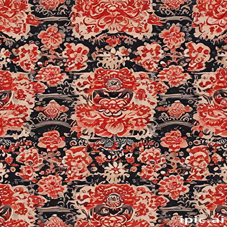 Intricate Floral Pattern with Rich Colors and Elegant Design Elements