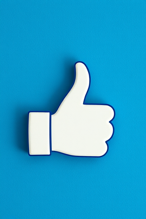 create a detailed illustration of a thumbs up icon on a textured blue background, high resolution 4K, aperture f/2.8, ISO 100, 35mm lens, soft lighting to enhance depth and detail