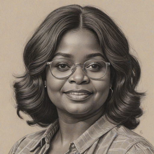 Magnificent Octavia Spencer, pencil sketch, portrait of Wonderful woman 1979s in glasses, hair style beatnik, outline, clear lines, fine lines, 8k