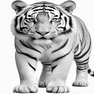 tiger clipart black and white