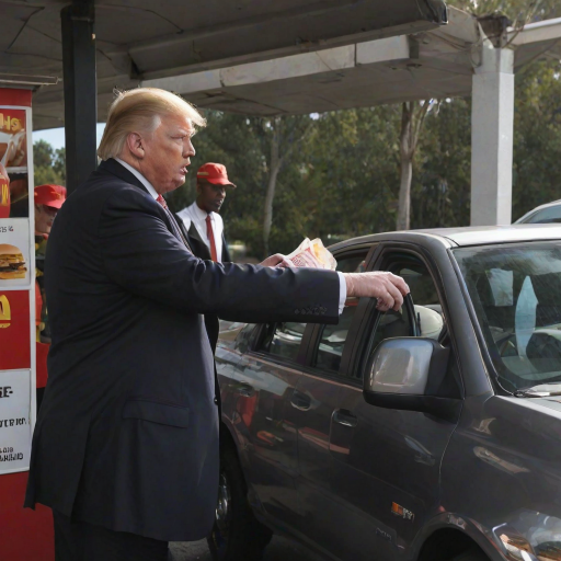 donald trump working at mcdonalds drive thru