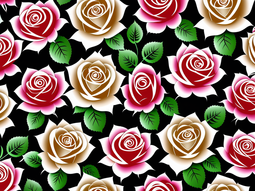 Vibrant Floral Pattern Featuring Beautiful Roses on a Dark Background