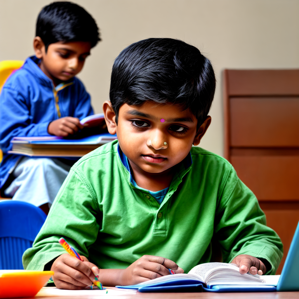 Indian kid studing online