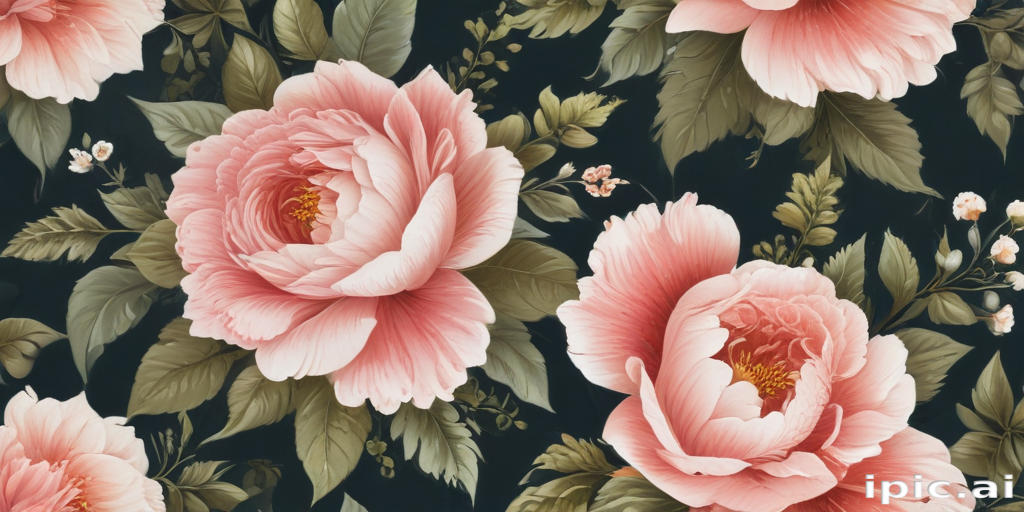 Elegant Floral Pattern Featuring Pink Roses and Lush Green Leaves