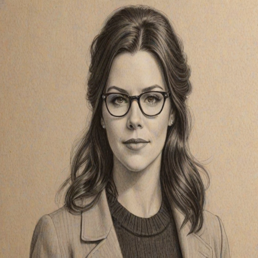 Resplendent Lauren Graham, pencil sketch, portrait of Exquisite woman 1928s in glasses, hair style beatnik, outline, clear lines, fine lines, 8k
