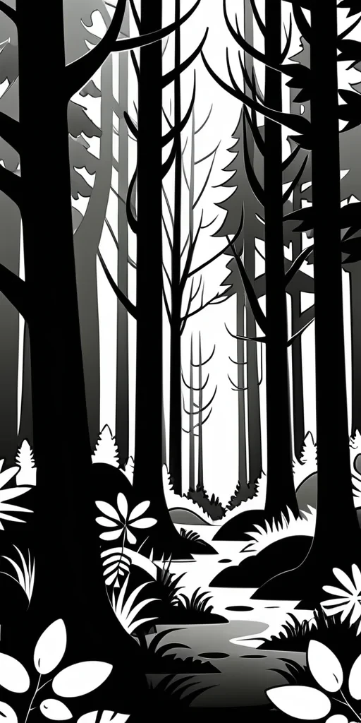forest clipart black and white