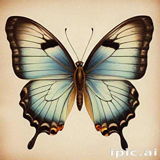 Stunning Blue Butterfly with Intricate Wing Patterns Against a Light ...