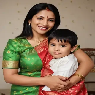 mom and son indian