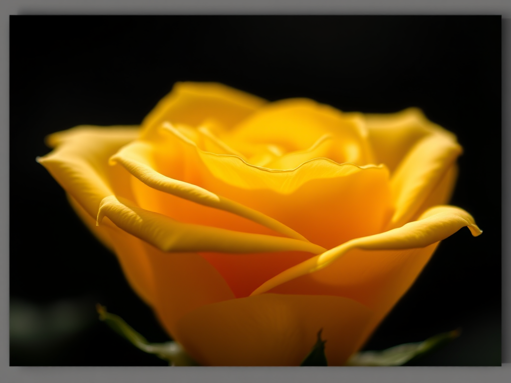 close-up of a yellow rose with soft petals, blurred dark background, natural light, f/2.8, 1/200s, ISO 100, 50mm lens, DSLR camera
