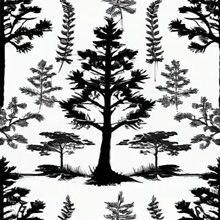 black and white pine tree clipart
