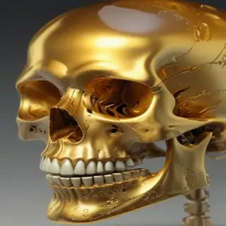 transparent gold skull