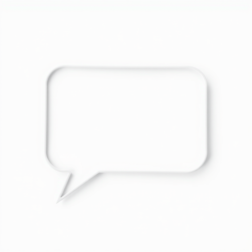 Create an image of a blank speech bubble with a smooth, clean outline against a white background, shot with a Canon EOS 5D Mark IV camera at f/8 aperture, ISO 100, 50mm lens, using a shallow depth of field to enhance clarity and focus.
