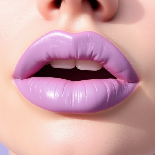 Pastel lavender lips with a velvety matte finish, called "Lilac Dreams," offering a unique, trendy color with a comfortable wear