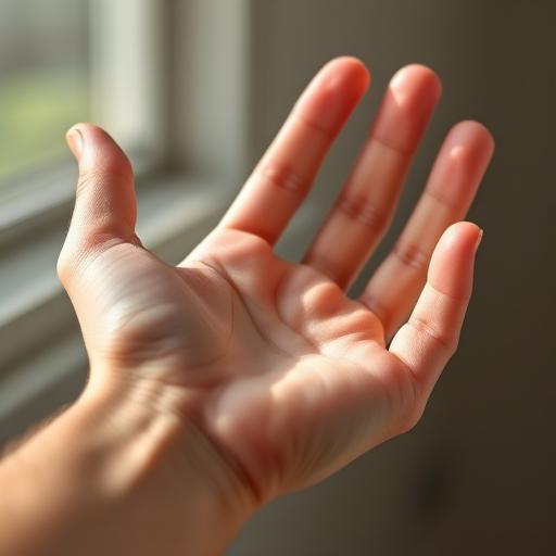 Create a high-resolution image of a realistic human hand in a gentle open position, focus on fine details and textures, use a DSLR camera with a 50mm lens at f/2.8, ISO 100, and a soft diffused natural lighting setup.