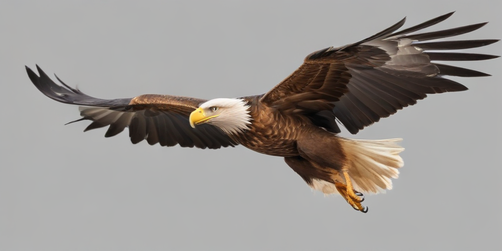 Majestic Bald Eagle Soaring Gracefully Through the Clear Blue Sky.