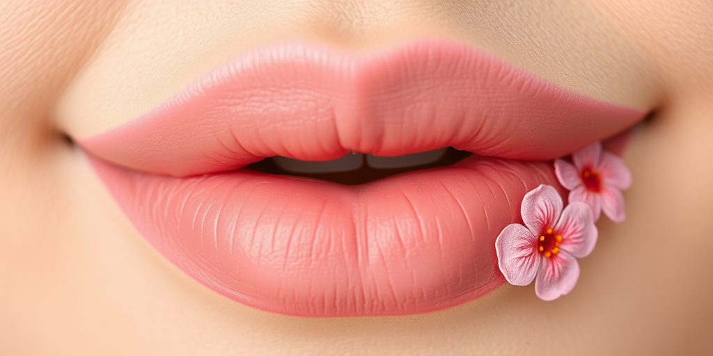 Dusty rose lips with a suede-like texture, named "Vintage Bloom," featuring a soft matte finish and delicate, hand-painted floral accents for a whimsical touch
