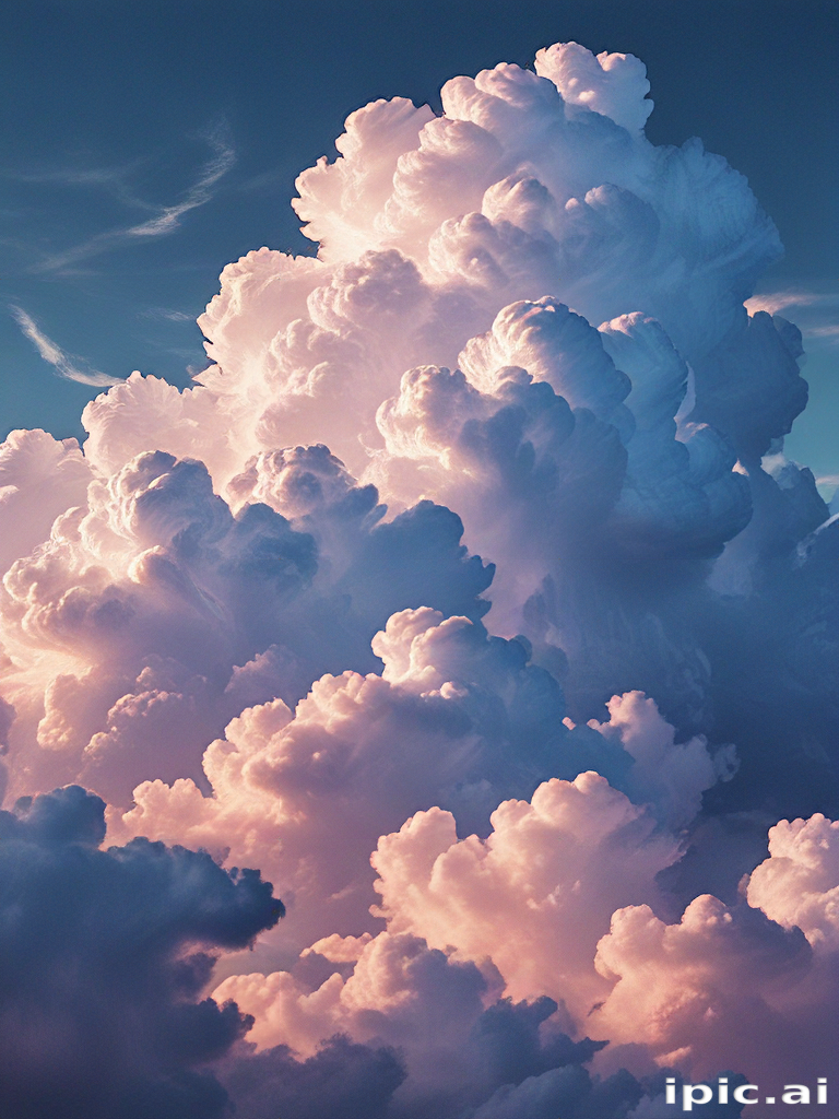 Majestic Cotton Candy Clouds Bathed in Soft Sunset Light Above