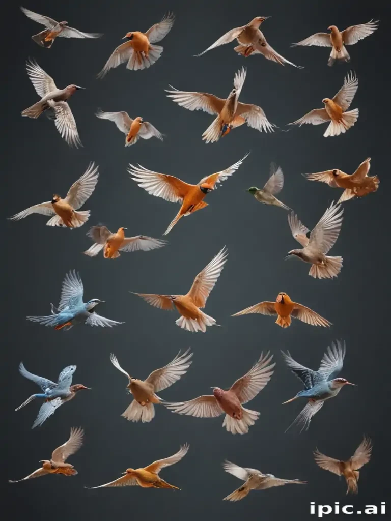 birds flying transparent background