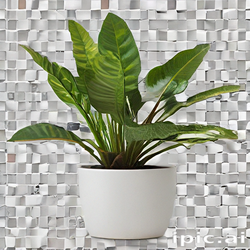 Vibrant Green Indoor Plant in a Modern White Pot Against Textured ...
