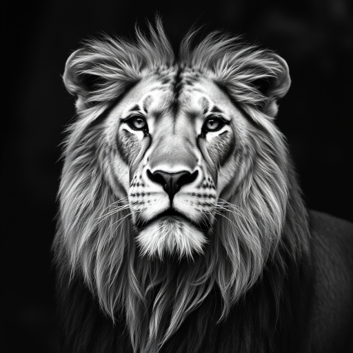 lion black and white