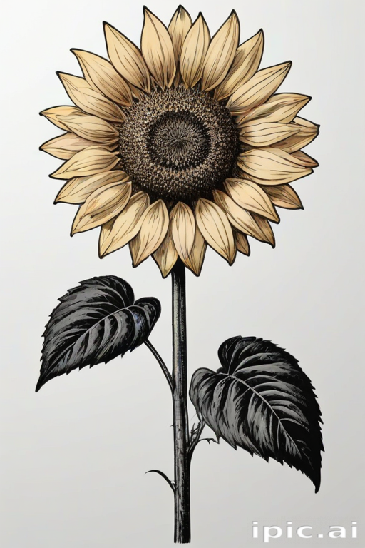 clip art sunflower black and white