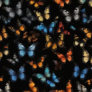 butterflies in black background