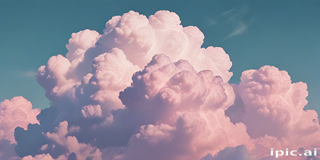 Majestic Cotton Candy Clouds Glowing Softly Under a Serene Blue Sky
