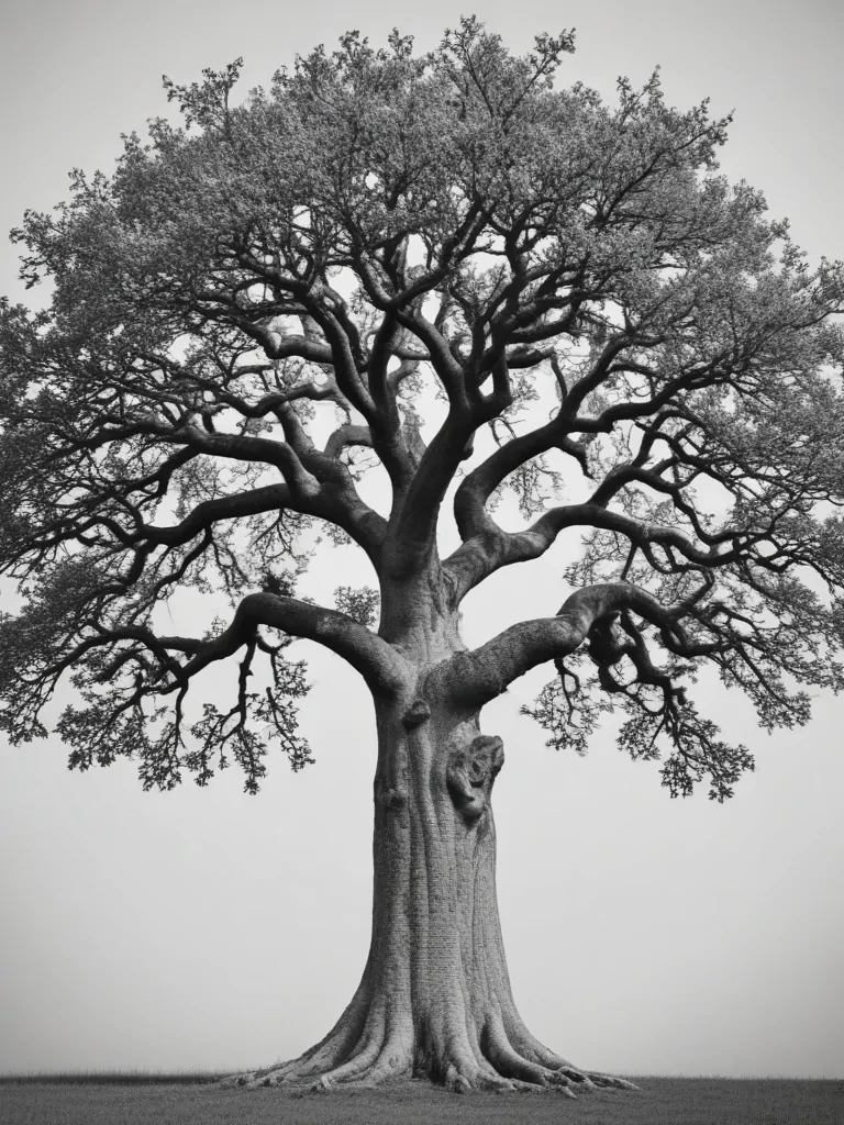 oak tree clipart black and white